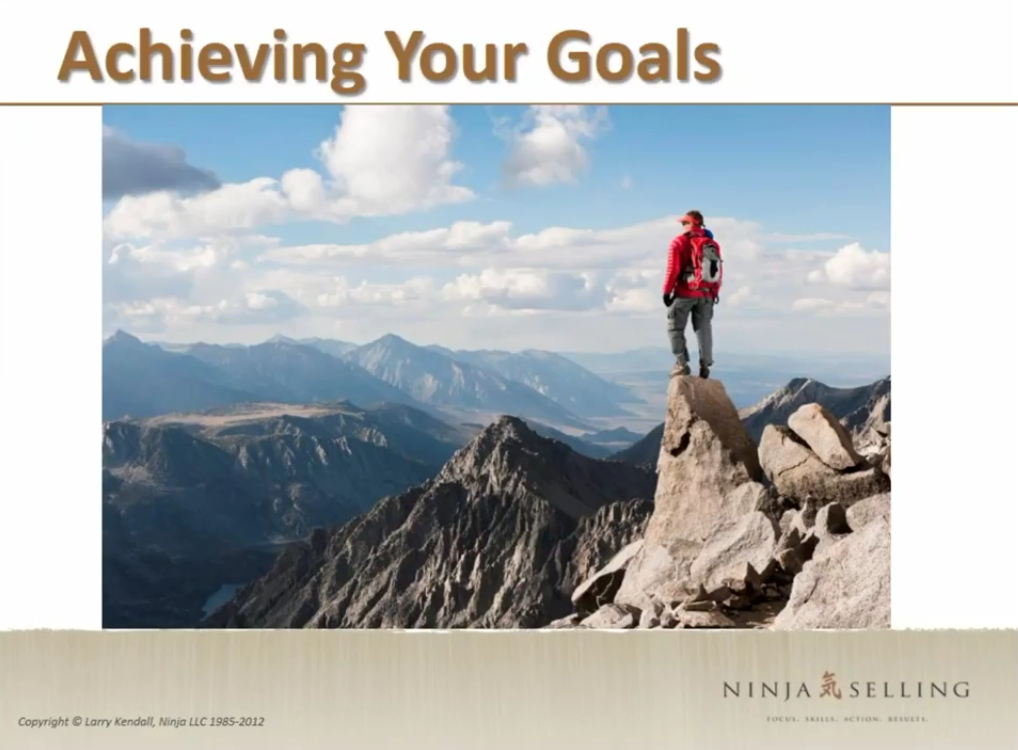 Goals of Ninja Selling: introduction to wildly important goals (WIG) and 4DX