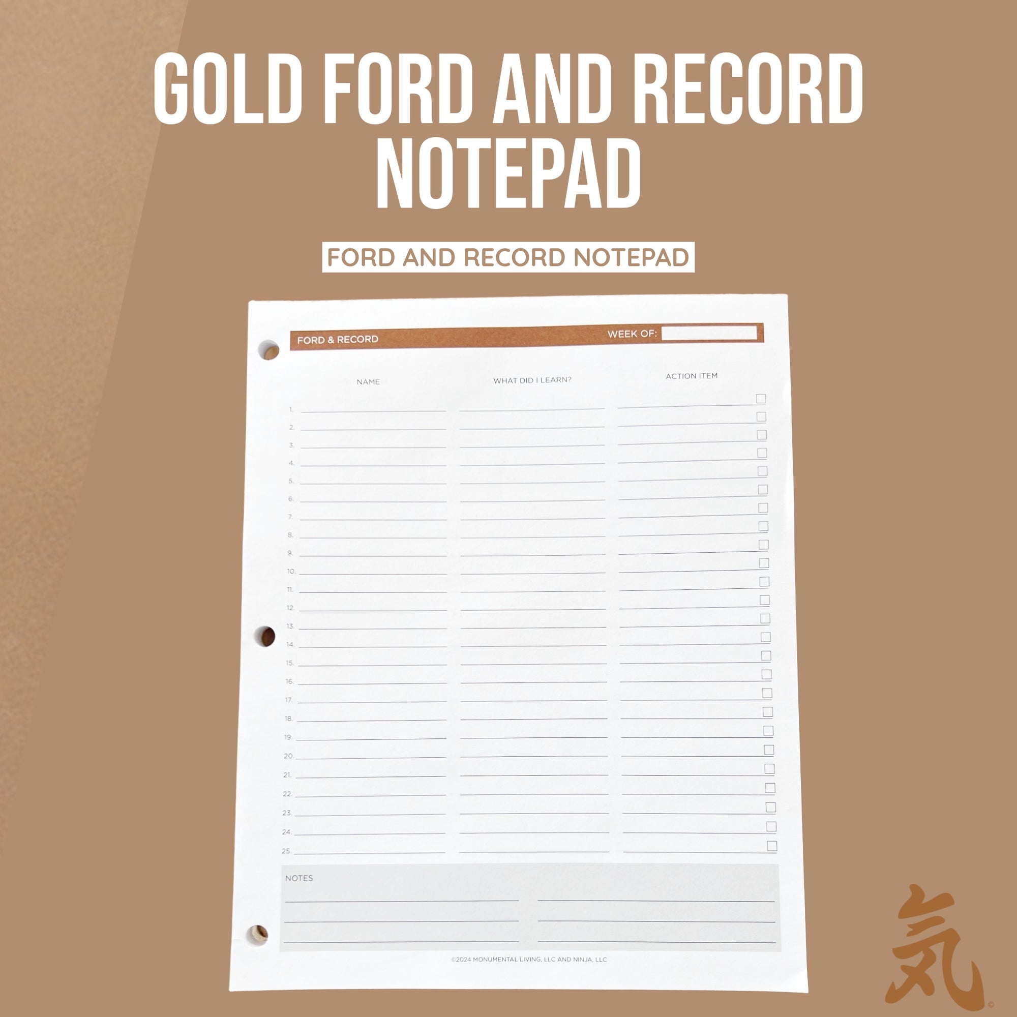 FORD and Record Notepad - Gold or Gray Options