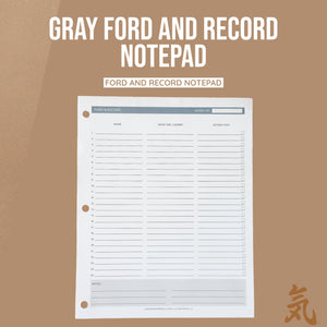 FORD and Record Notepad - Gold or Gray Options
