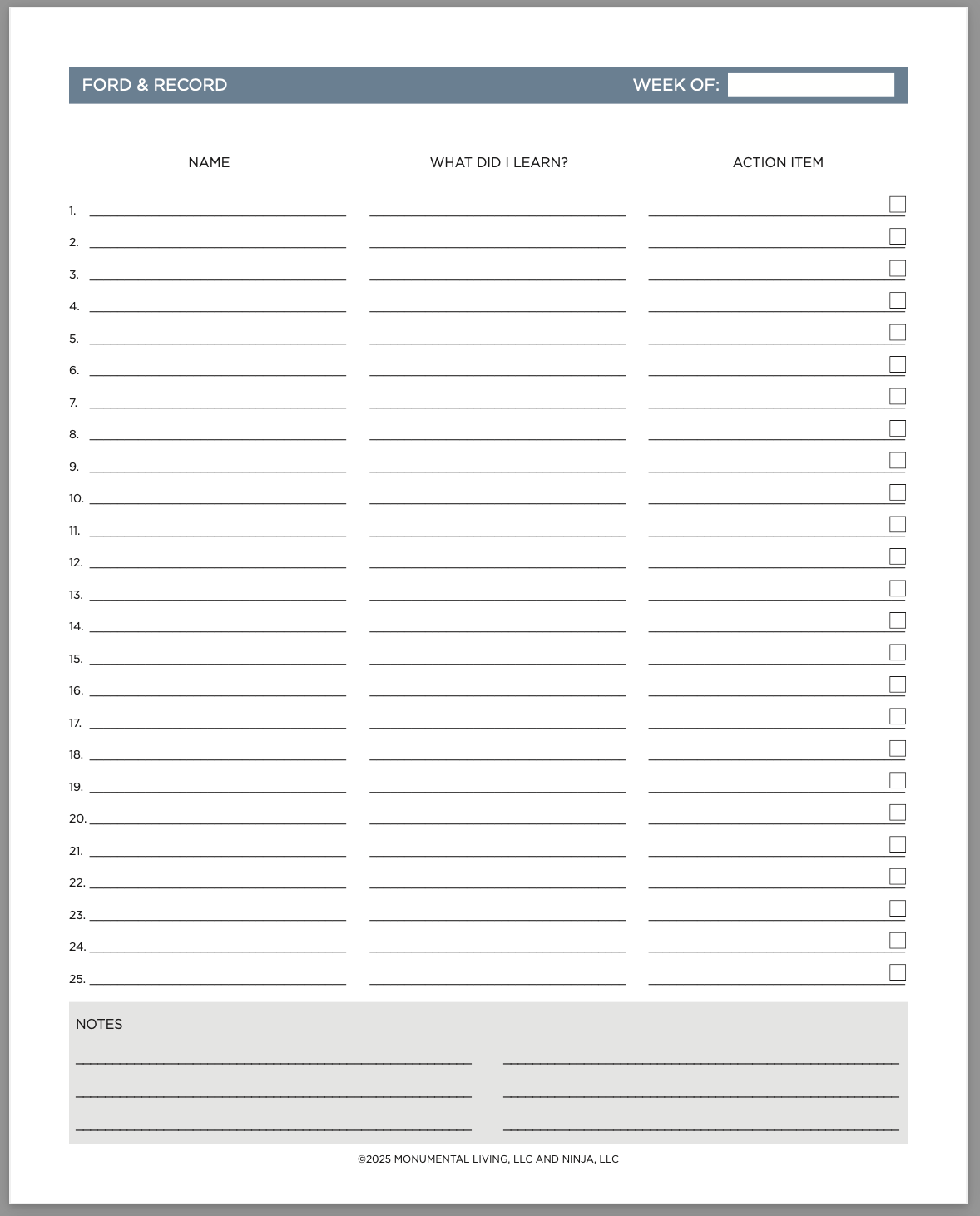 Ninja Planner Digital Ford and Record