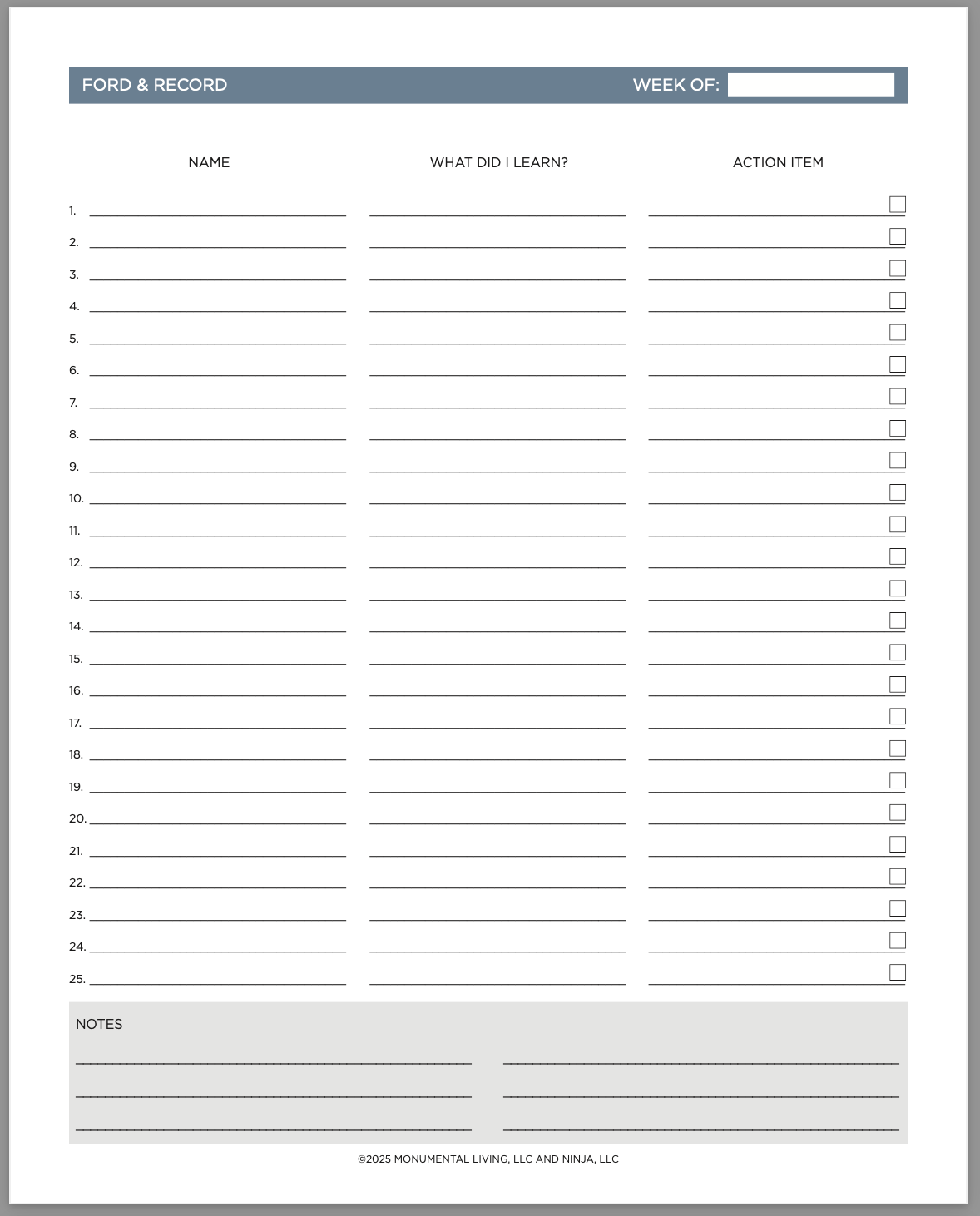 2025 Ninja Planner Digital Ford and Record